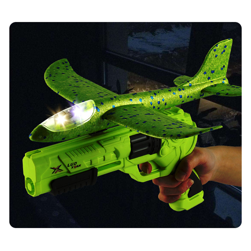 Amazon Glider Foam Air Plane Catapult Gun Outdoor Shooting Games Throwing Foam Airplane With Launcher For Kids