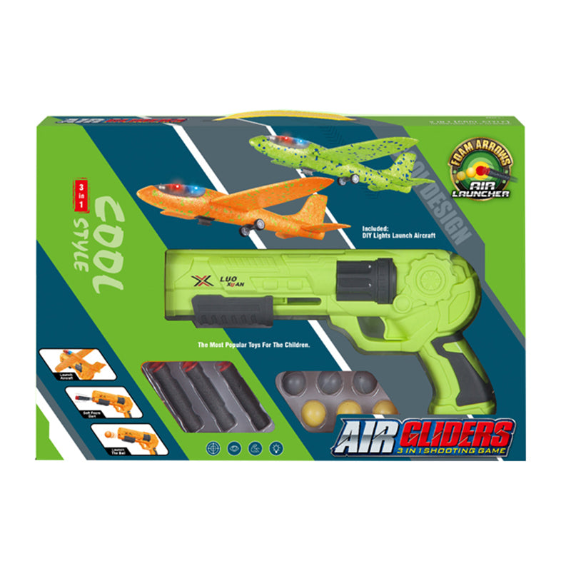 Amazon Glider Foam Air Plane Catapult Gun Outdoor Shooting Games Throwing Foam Airplane With Launcher For Kids