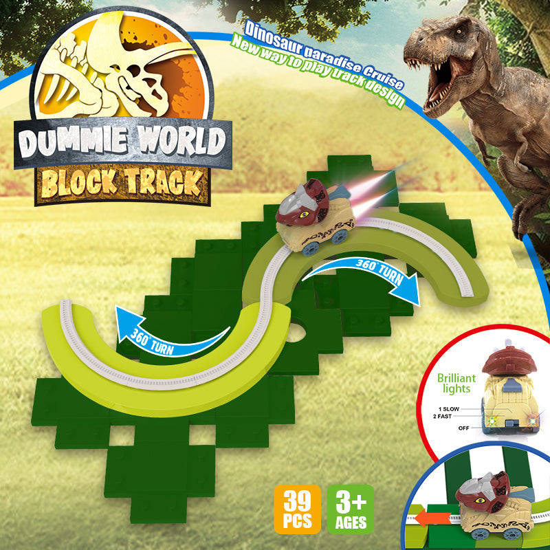 Construction 39 PCS Building Blocks With Triceratops BO Dino Car Electric Dinosaur Race Track For Boys