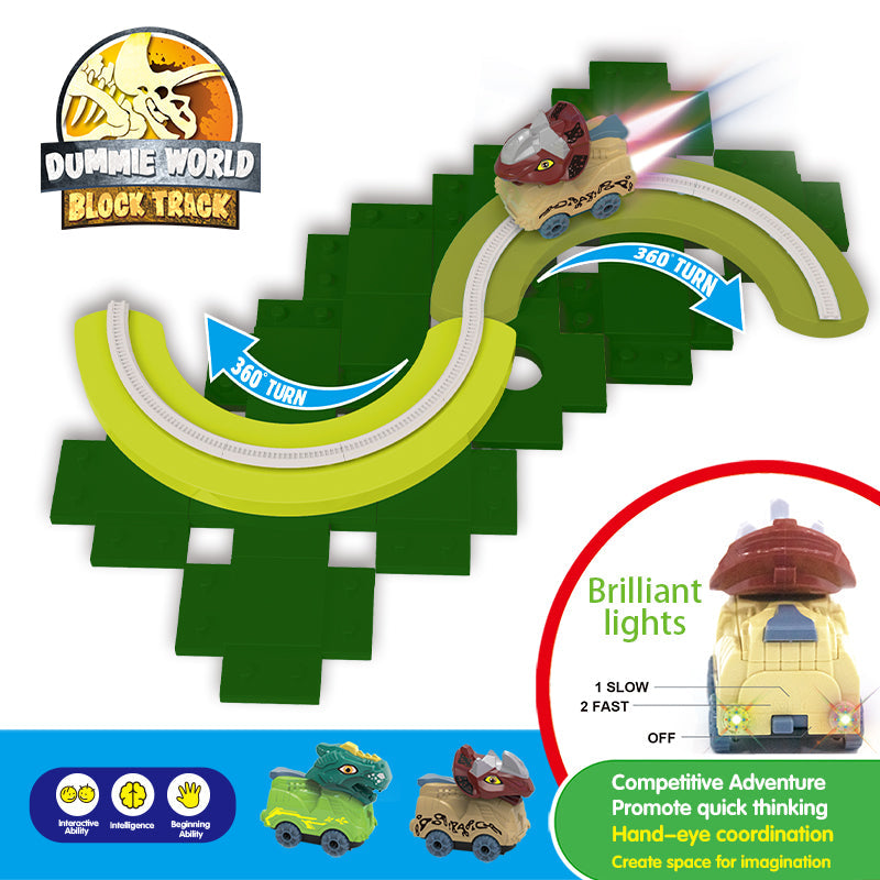 Construction 39 PCS Building Blocks With Triceratops BO Dino Car Electric Dinosaur Race Track For Boys