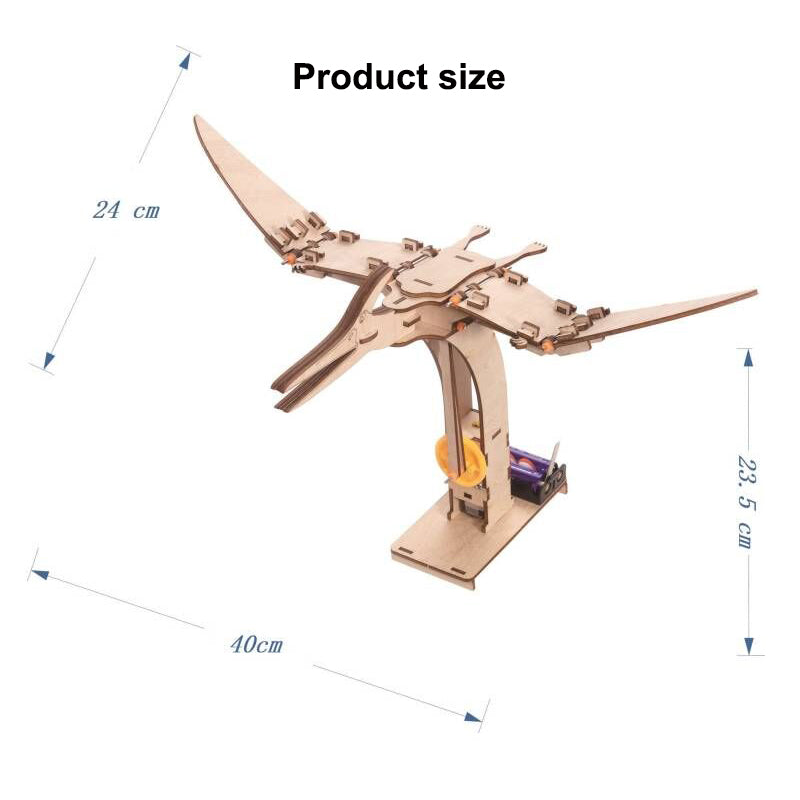 Electric Building Blocks Pterosaur Wooden Model Toys DIY Take Apart Dinosaur Wooden 3D Puzzle For Adults