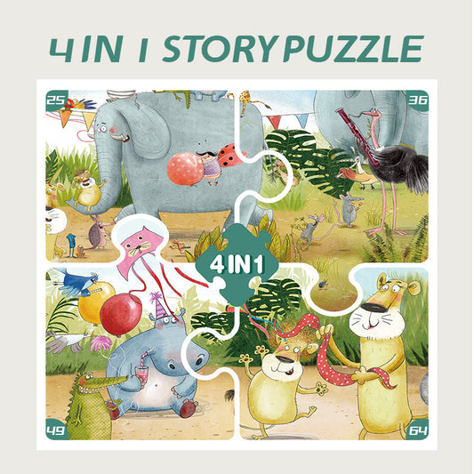 4-in-1 STEM Montessori kids Education Custom Baby Brain Development Game Toys fidget DIY Jigsaw Puzzles toy for children