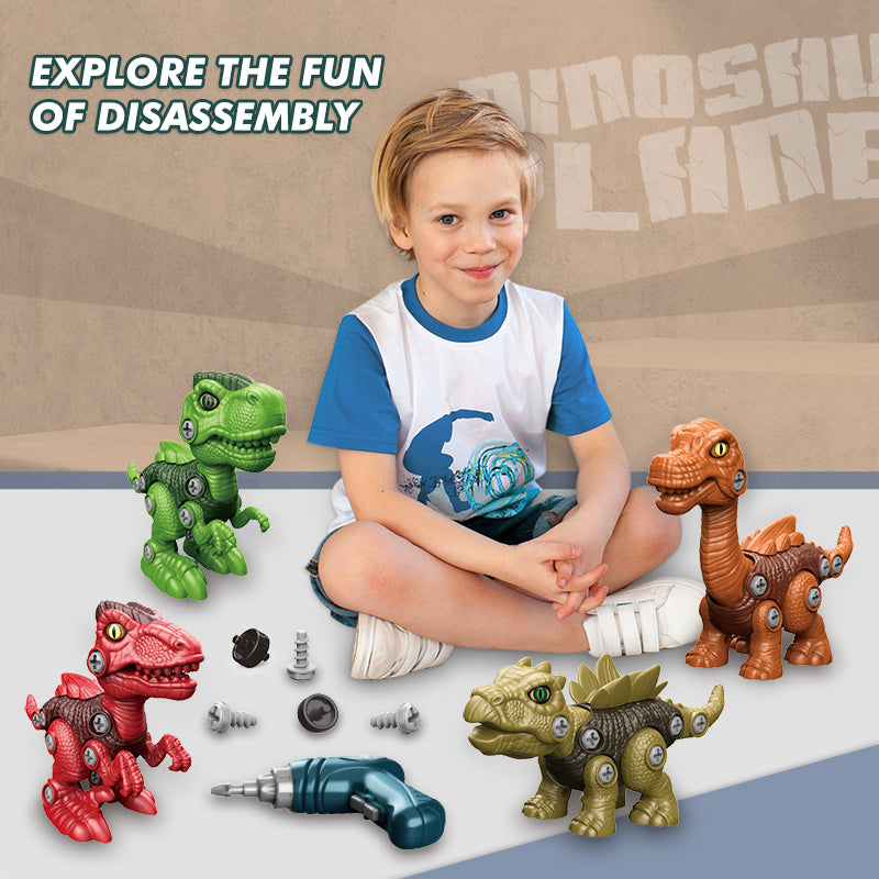 6 PCS Dino Toys DIY Assemble Plastic Dinosaur Educational Take Apart Dinosaur Toys With Electric Drill For Amazon