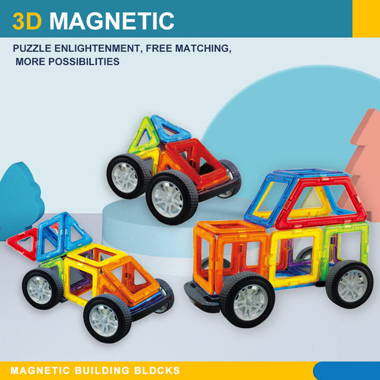 Educational Construction Kit 3D Magnetic cars Magnet Building Blocks Toys 58 Piece Magnetic Tiles For Toddlers