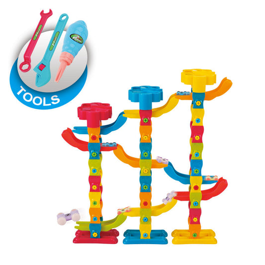 Toy DIY Educational Assembling Racing Bricks With Electric Drill 168 PCS Marble Run Building Blocks For Kids