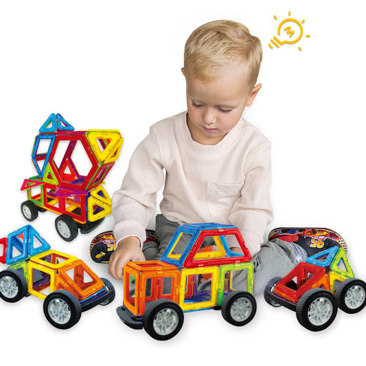 Educational Construction Kit 3D Magnetic cars Magnet Building Blocks Toys 58 Piece Magnetic Tiles For Toddlers
