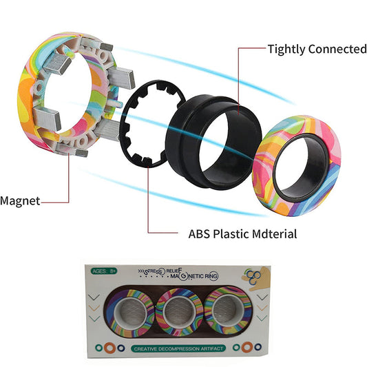 Amazon Fidget Magnets Spinner Rings Stress Relief Sensory Toy Camouflage Color 3 PCS Magnetic Fidget Ring