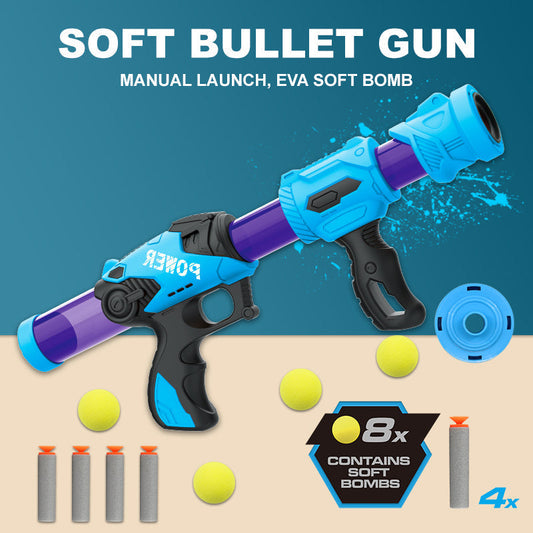 Foam Balls Gun Outdoor Shooting Game 8 PCS EVA Balls 4 PCS Soft Bullets Air Soft Bullets Toys Gun For Kids