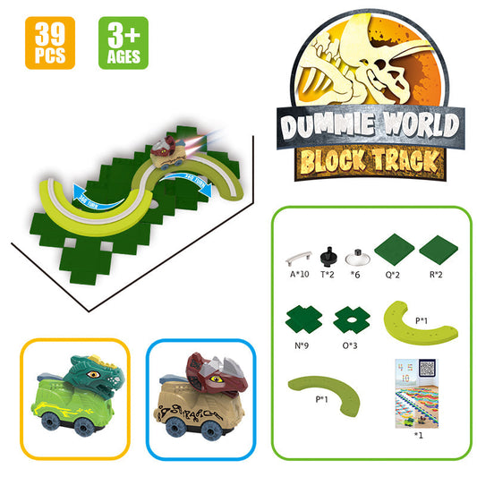Construction 39 PCS Building Blocks With Triceratops BO Dino Car Electric Dinosaur Race Track For Boys
