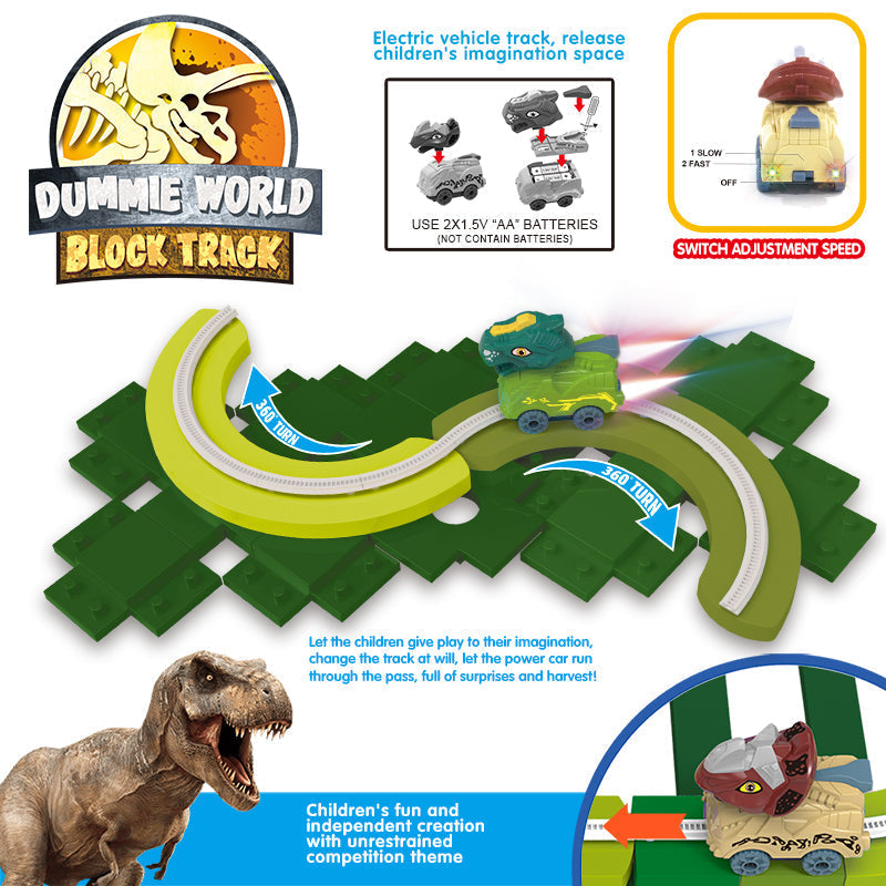 Construction 39 PCS Building Blocks With Triceratops BO Dino Car Electric Dinosaur Race Track For Boys