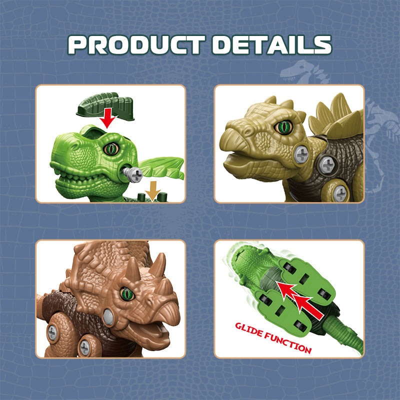 6 PCS Dino Toys DIY Assemble Plastic Dinosaur Educational Take Apart Dinosaur Toys With Electric Drill For Amazon