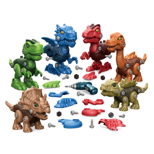 6 PCS Dino Toys DIY Assemble Plastic Dinosaur Educational Take Apart Dinosaur Toys With Electric Drill For Amazon