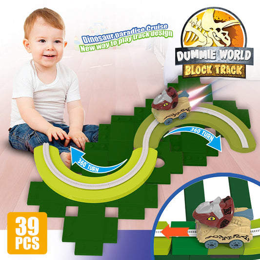 Construction 39 PCS Building Blocks With Triceratops BO Dino Car Electric Dinosaur Race Track For Boys