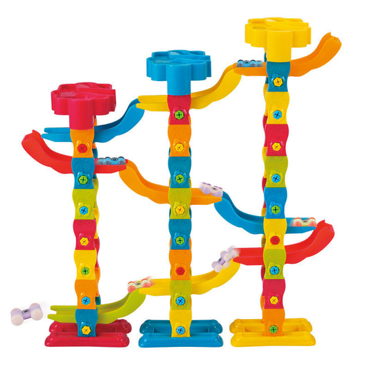 Toy DIY Educational Assembling Racing Bricks With Electric Drill 168 PCS Marble Run Building Blocks For Kids