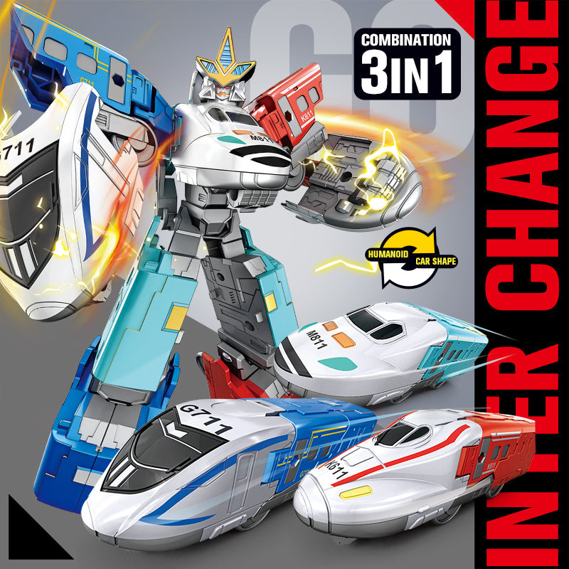 DIY Assemble High-Speed Trains 3 IN 1 Deformer Robots Changes Into Toy Truck Transformation Robot For Boys
