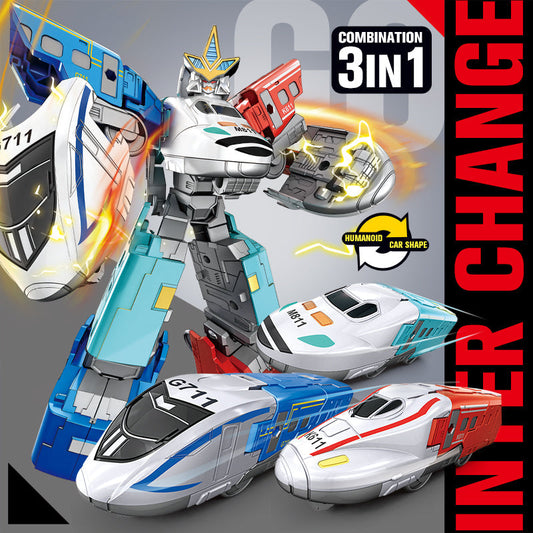DIY Assemble High-Speed Trains 3 IN 1 Deformer Robots Changes Into Toy Truck Transformation Robot For Boys