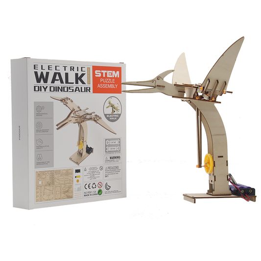 Electric Building Blocks Pterosaur Wooden Model Toys DIY Take Apart Dinosaur Wooden 3D Puzzle For Adults