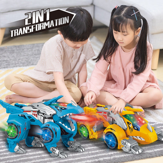 Kids Plastic T-rex B/O transforming Dino Car Toys Jurassic Park Toys Electric Automatic Dinosaur Toys for Boys and Girls